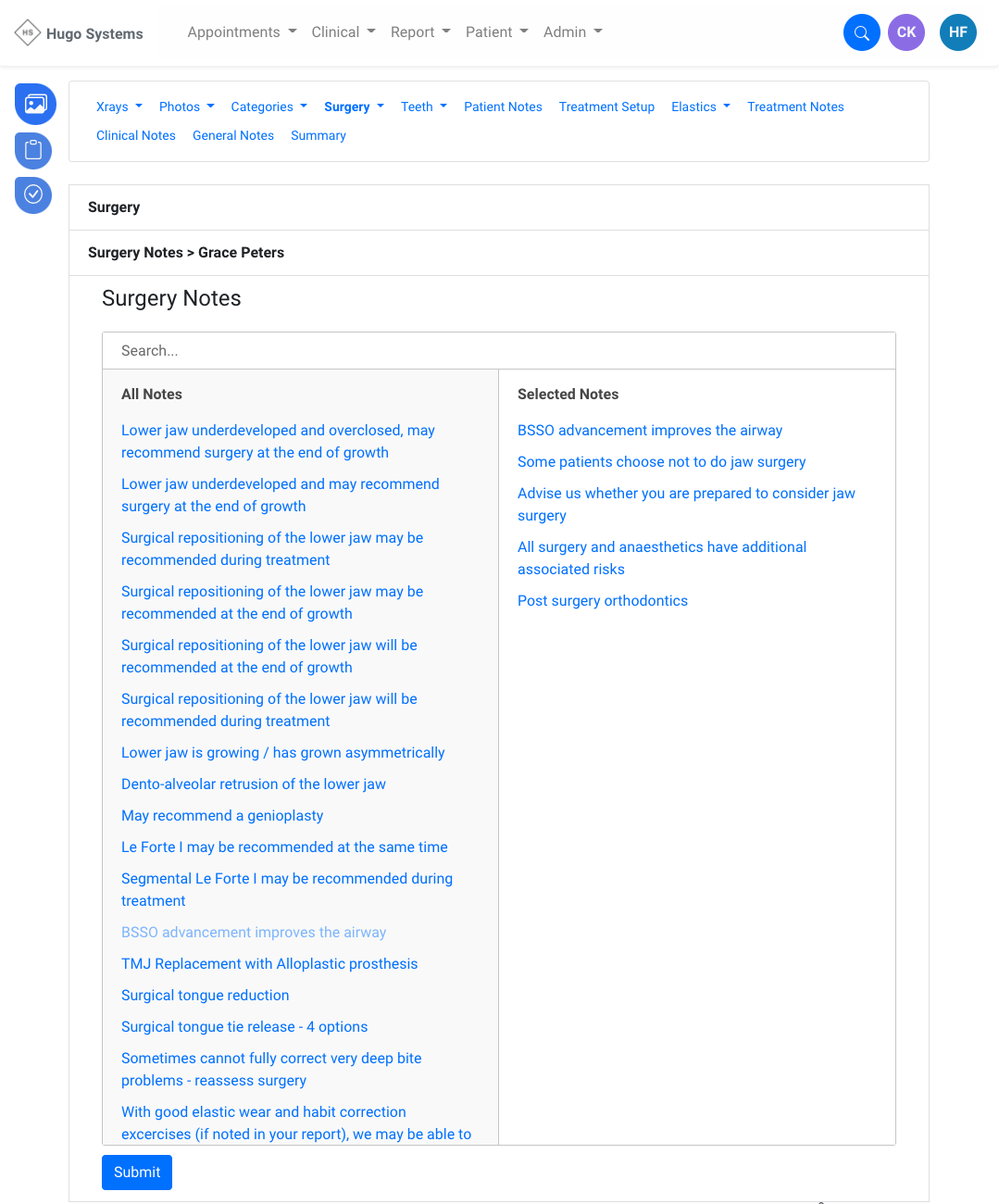 surgery-notes-selection